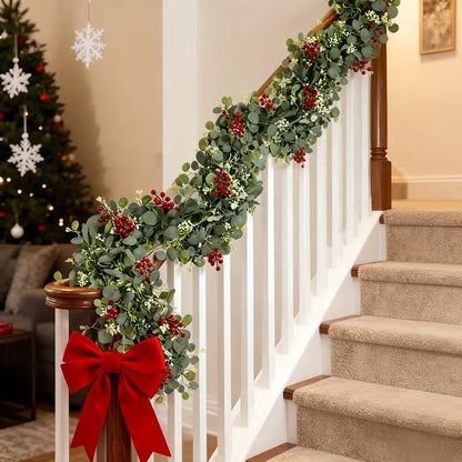 Artificial Eucalyptus Garland with Red Berries (2-Pack)