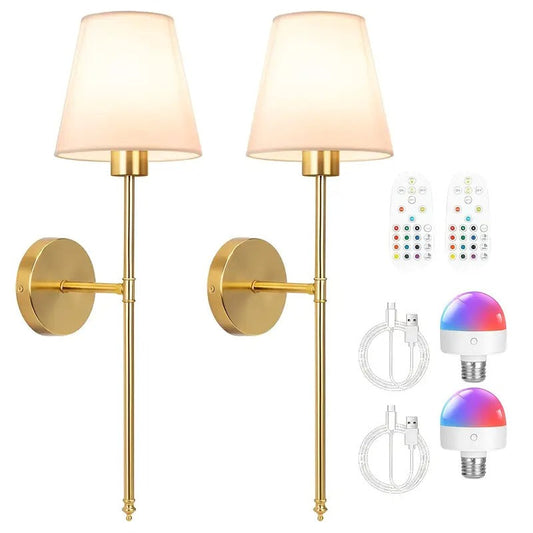 Battery Wall Sconces Set of 2 with Remote