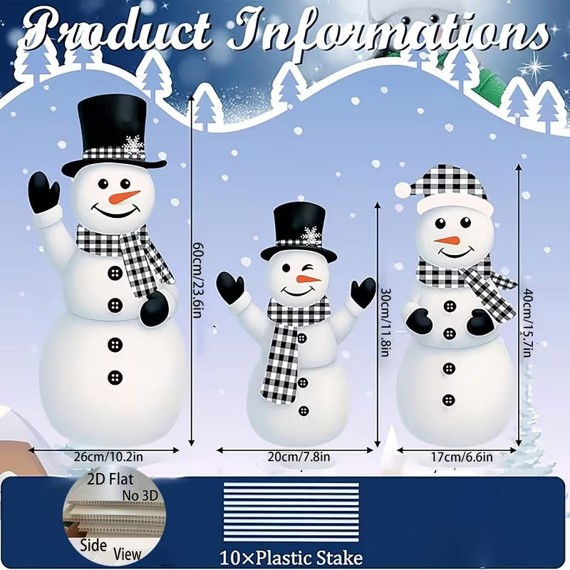 2D Christmas Snowman Yard Decoration Set