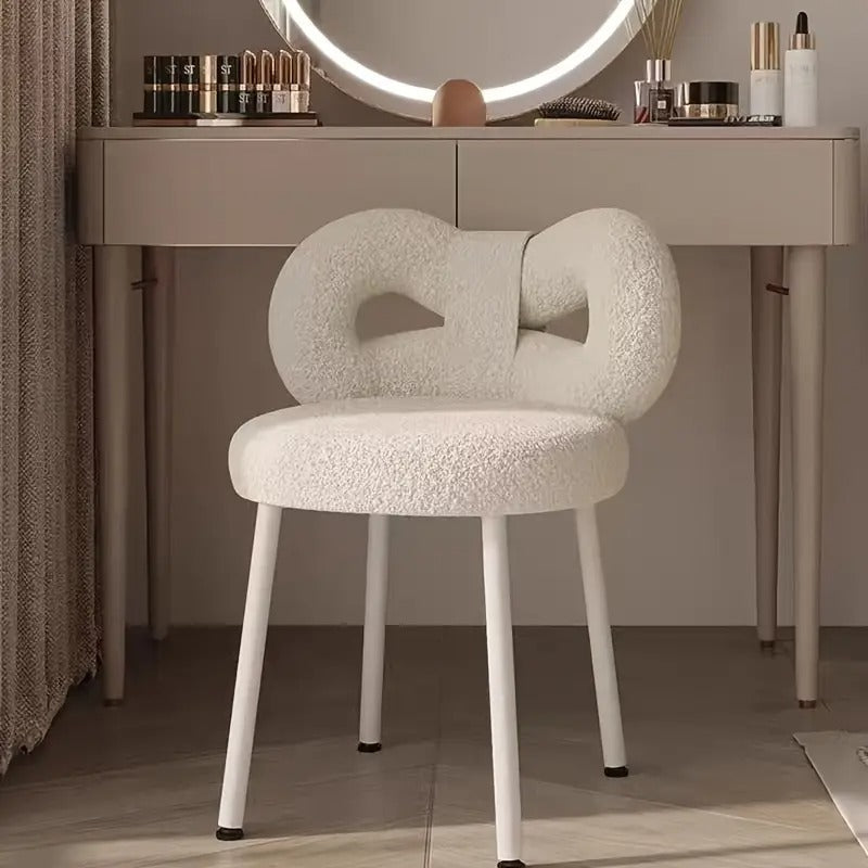 Vanity Stool with Bow Backrest Butterfly Design