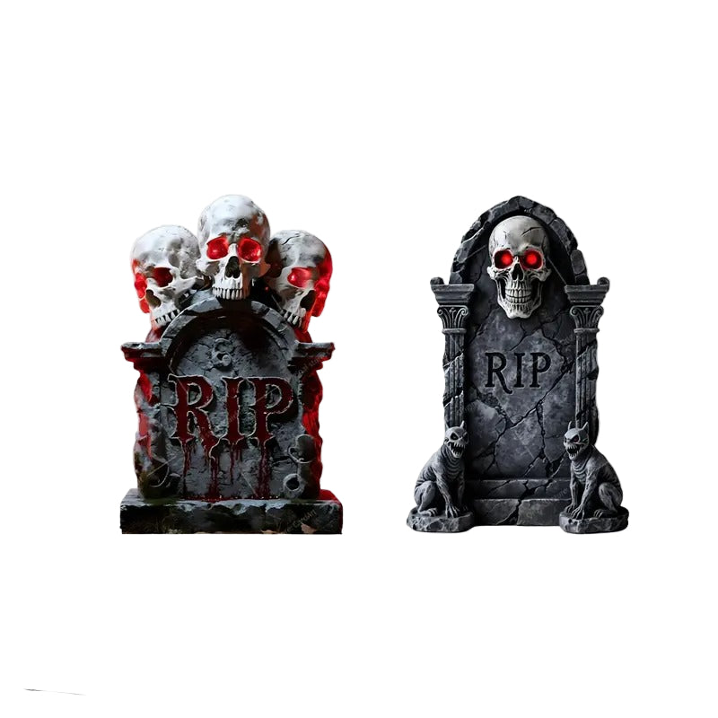 Halloween Skeleton RIP Tombstone Yard Signs (2pcs)