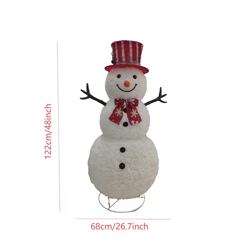 Red & White Striped Top Hat Snowman Decoration