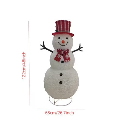 Red & White Striped Top Hat Snowman Decoration