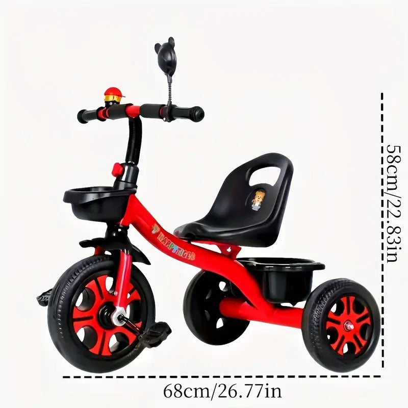 3-Wheel Kids Red Tricycle Stainless Steel Bike