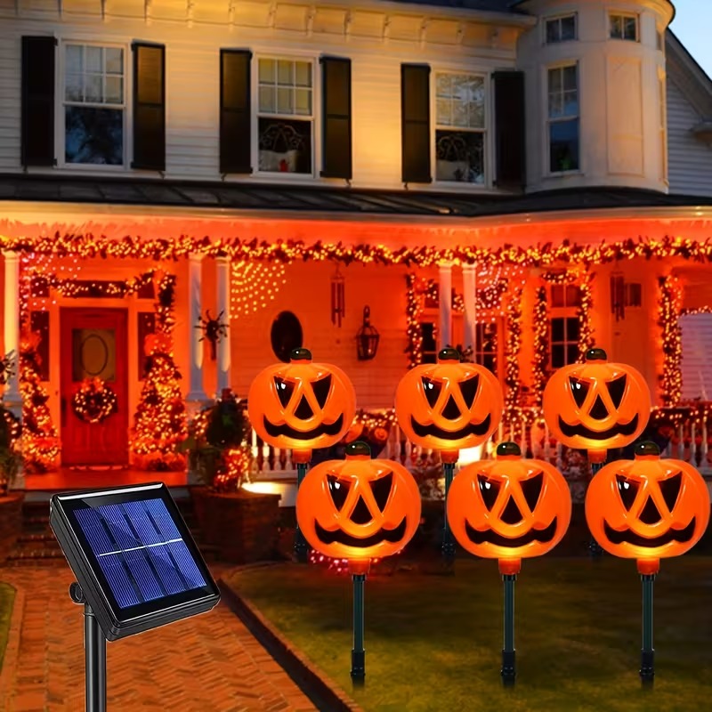 Solar Powered Pumpkin Lights (Set of 6)