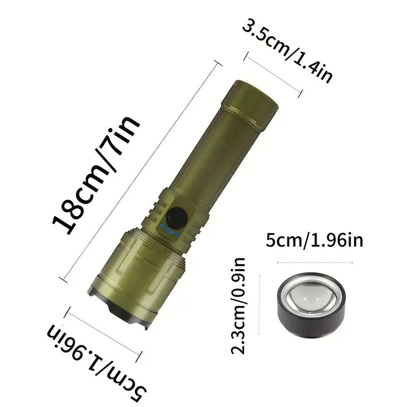 Flashlight Rechargeable with Fresnel Lens
