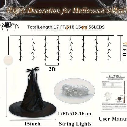 Glowing Hanging Witch Hats with Remote (8 Pack)