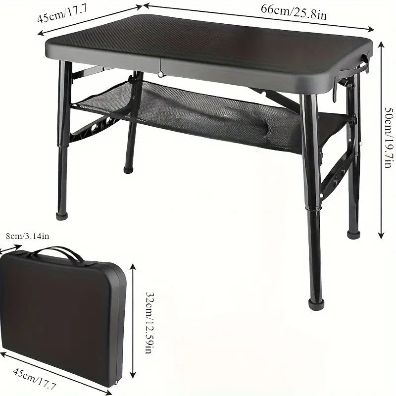 Adjustable Folding Camping Table with Storage Mesh