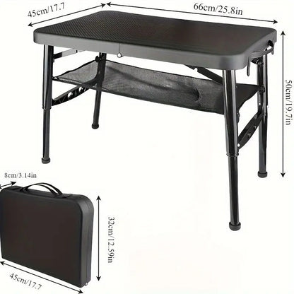 Adjustable Folding Camping Table with Storage Mesh