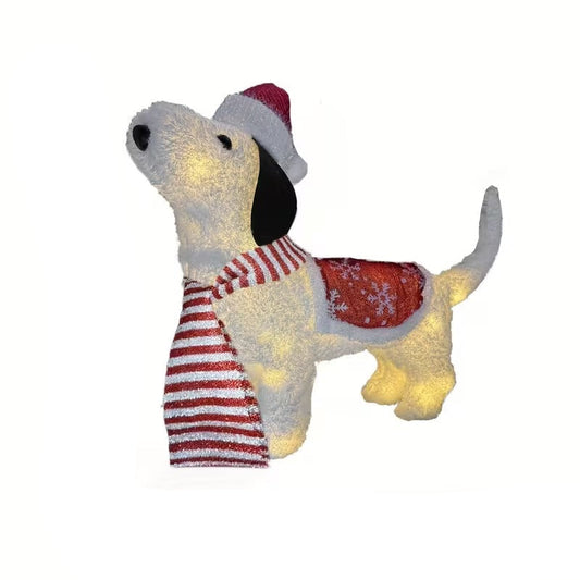 White Plush Glowing Dog Decoration