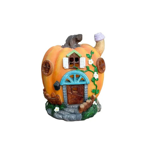 Solar Pumpkin House Outdoor Halloween Decor