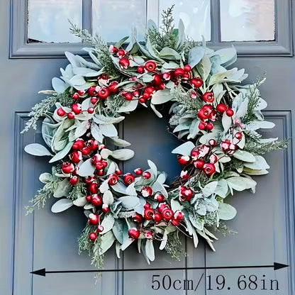 Winter Red Berry Wreath for Door Wall Decor