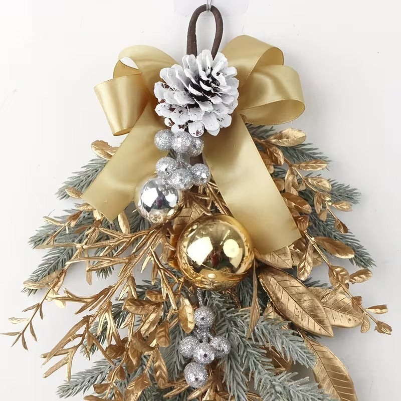 Christmas Teardrop Wreath with Spheres and Pinecones