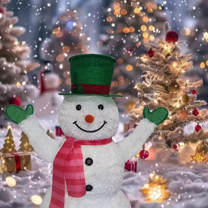 Green Hat Snowman Retractable Yard Decoration