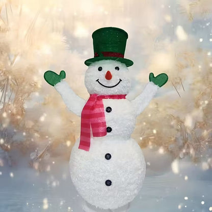 Green Hat Snowman Retractable Yard Decoration