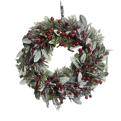 Winter Red Berry Wreath for Door Wall Decor