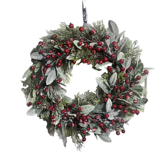 Winter Red Berry Wreath for Door Wall Decor