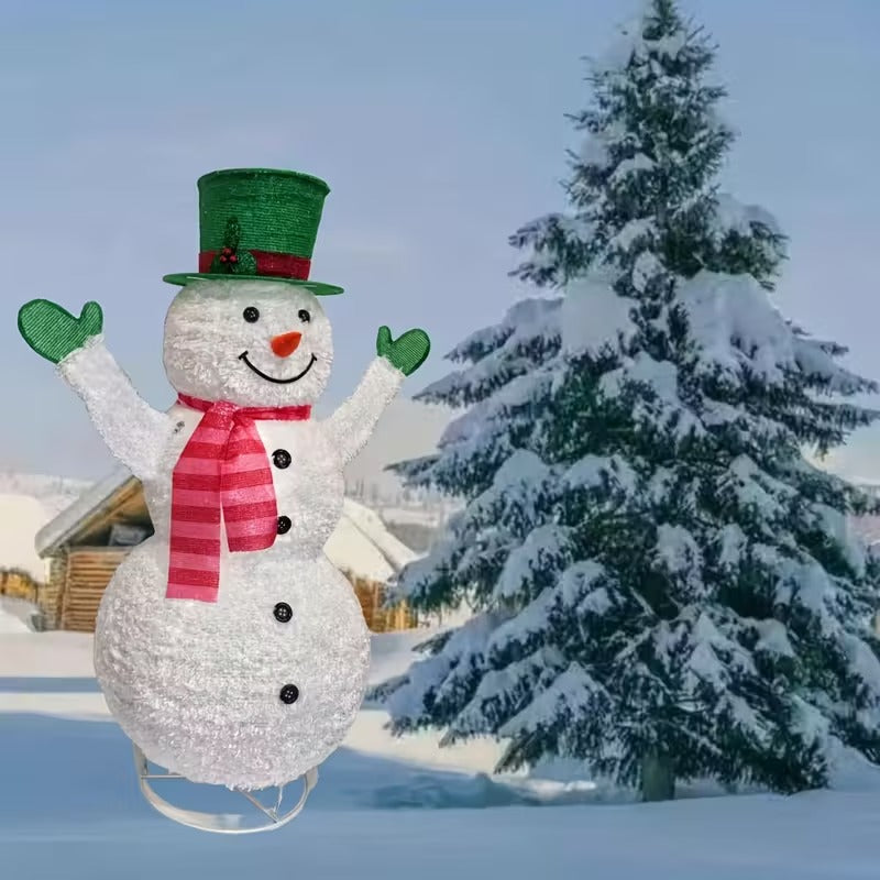 Green Hat Snowman Retractable Yard Decoration