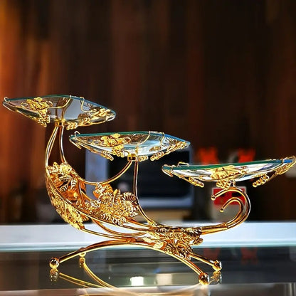 Golden Moon Metal Glass Tray Centerpiece