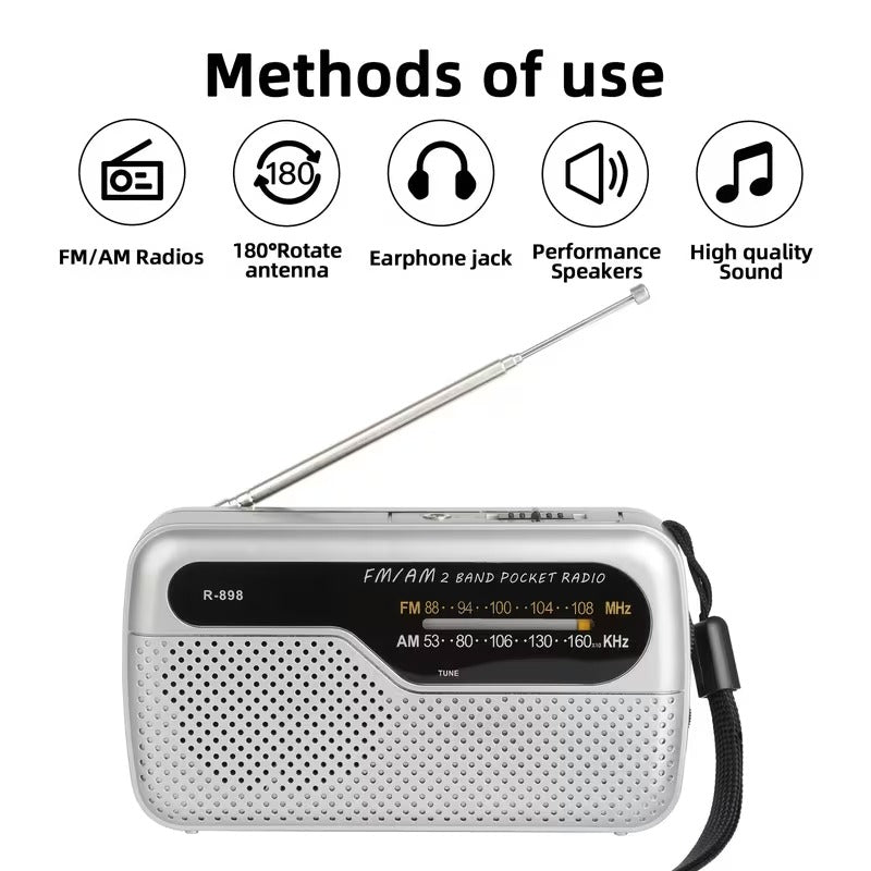 Classic Portable AM/FM Radio R-898