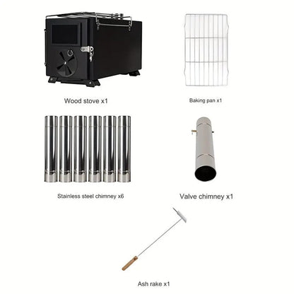 Portable Foldable Wood Stove with 7 Chimneys