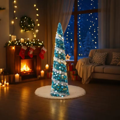 Blue White Glitter Christmas Tree