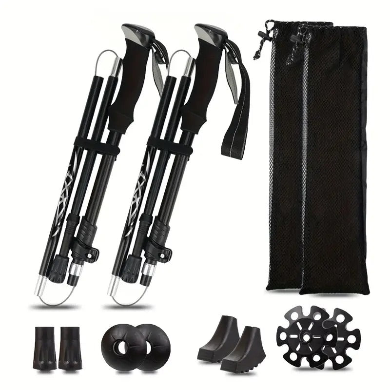 Trekking Poles Aluminum Alloy Quick Lock Hiking Sticks (2pcs)