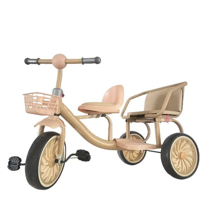 Kids Double Tricycle Pedal Push Ride-On Cart