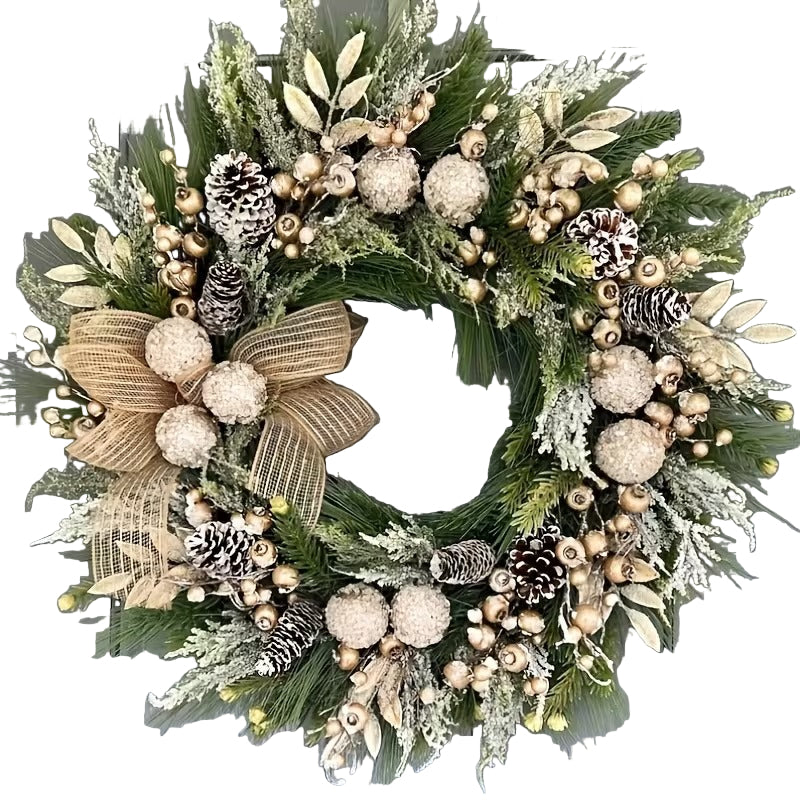 Christmas Wreath with Pine Cones and White Berries