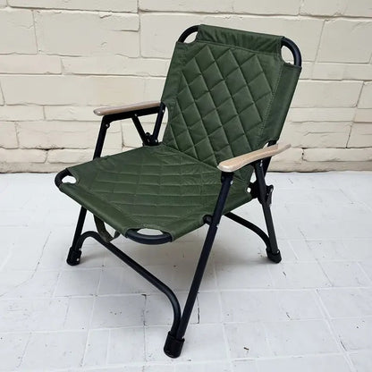 Oak Folding Armchair with Stainless Steel Frame