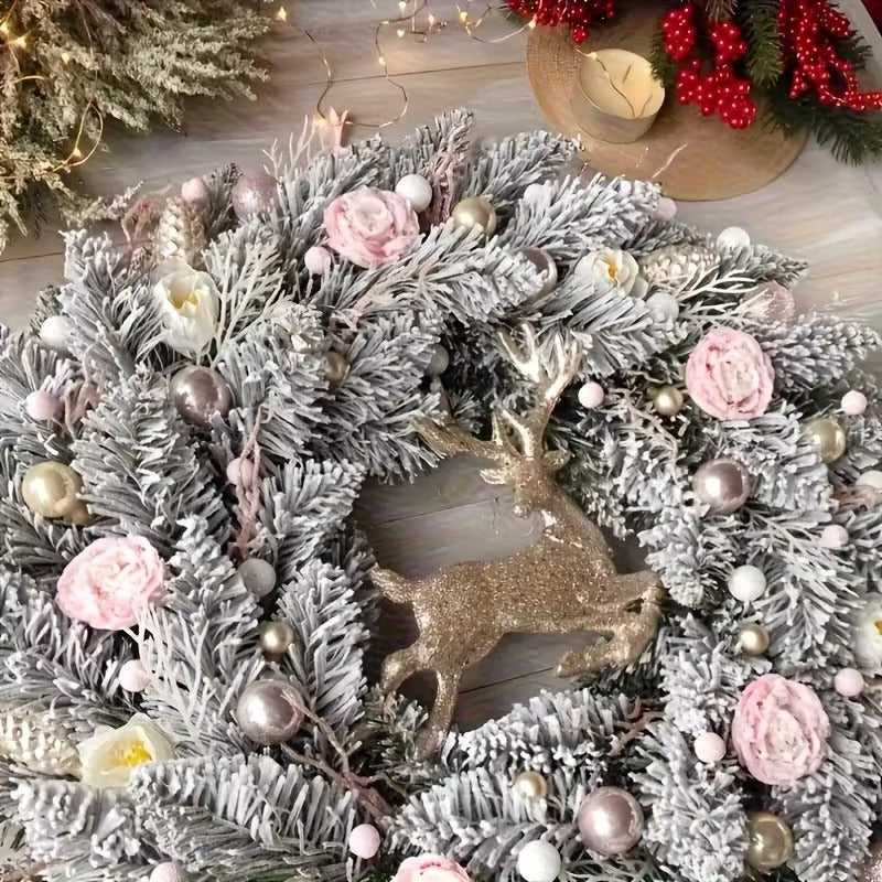Pink & Gold Christmas Wreath for Door