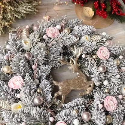 Pink & Gold Christmas Wreath for Door