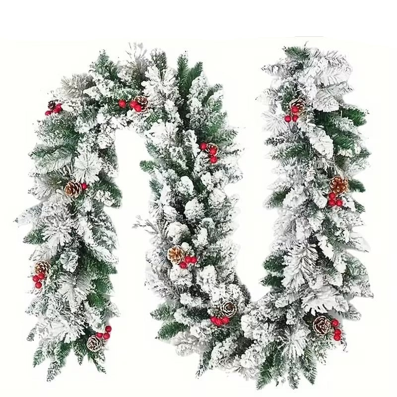 Snowflake Garland with Pinecones and Berries