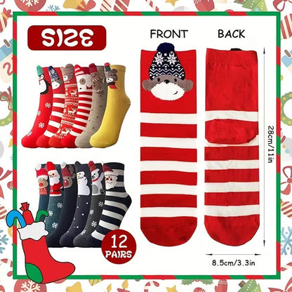 Classic Cotton Christmas Stockings (12 Pairs)