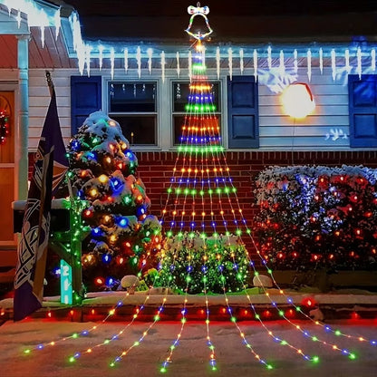 Christmas Solar Waterfall Tree Fairy String Lights Outdoor