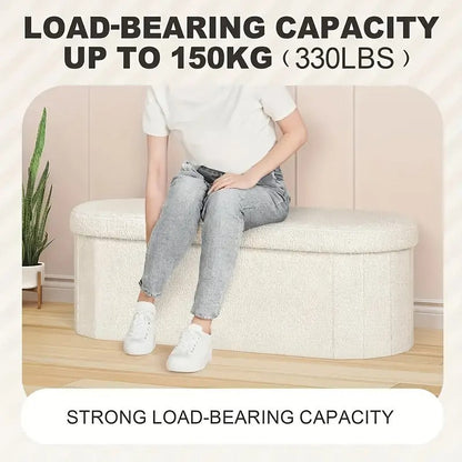 Oval Folding Footstool with Storage