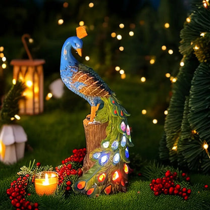 Solar Peacock Resin Statue Light for Garden Decor