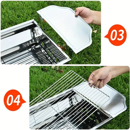 Portable Foldable Stainless Steel Grill for Outdoor Use