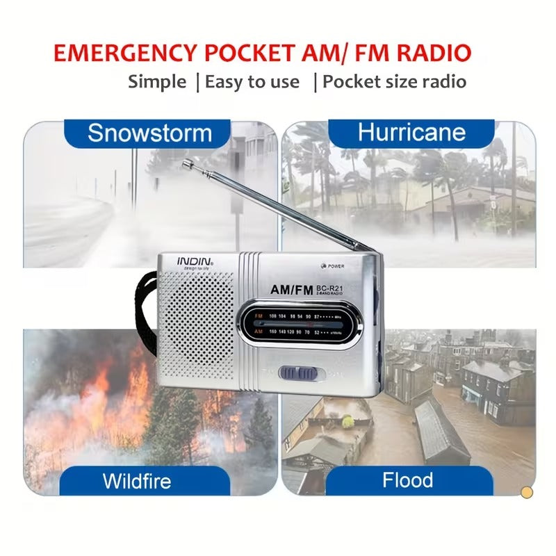 Portable AM/FM Mini Radio with Headphone Jack