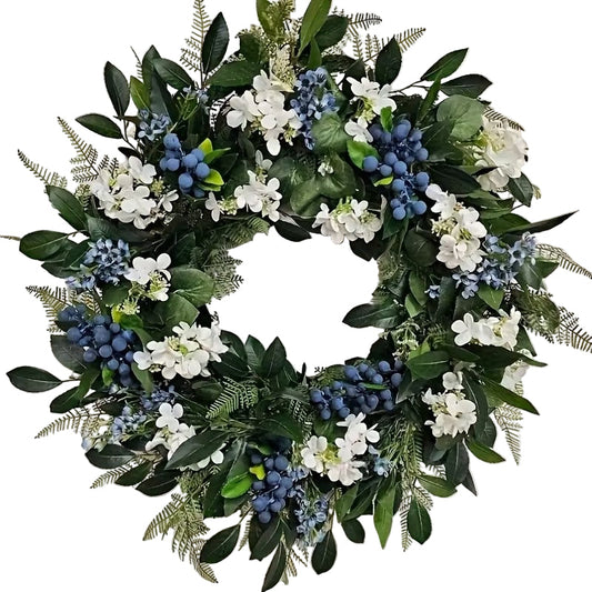 Christmas Wreath Door Hanging Blue White