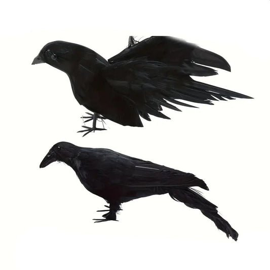 Crow Decorations with Spread Wings (2pcs)