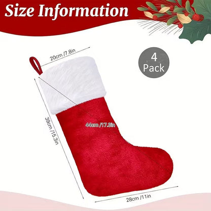 Classic Christmas Stockings Polyester Velvet Tube Socks (4pc)