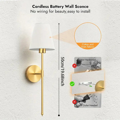 Battery Wall Sconces Set of 2 with Remote