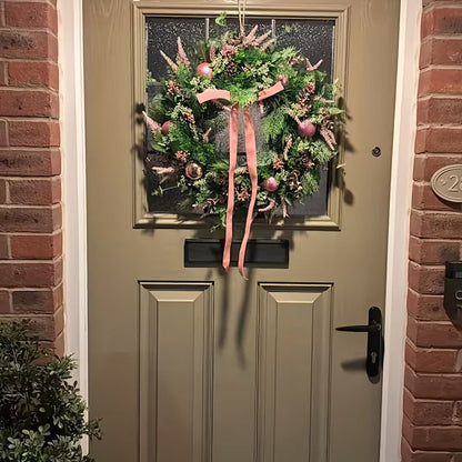 Pastel Pink & Green Christmas Door Wreath