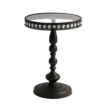 Corner Table Round Minimalist Side Table (Black + Lace)