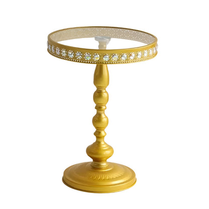 Corner Table Round Minimalist Side Table (Golden + Lace)
