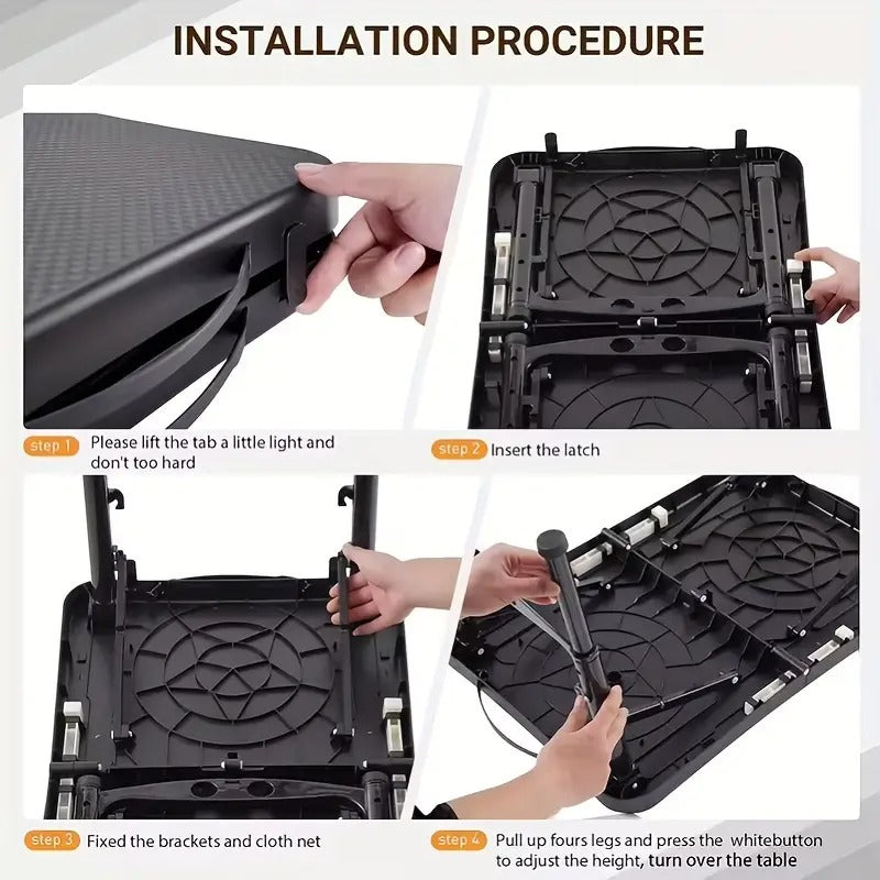 Adjustable Folding Camping Table with Storage Mesh