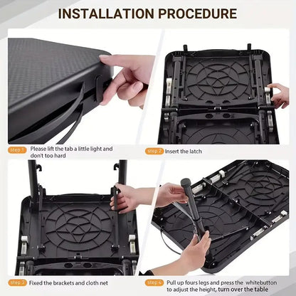 Adjustable Folding Camping Table with Storage Mesh