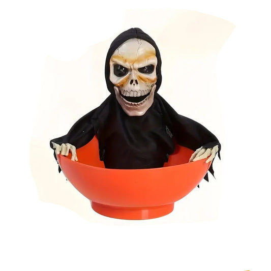 Halloween Skeleton Candy Plate with Witch Hat