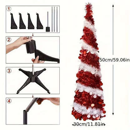 Red White Spiral Christmas Tree